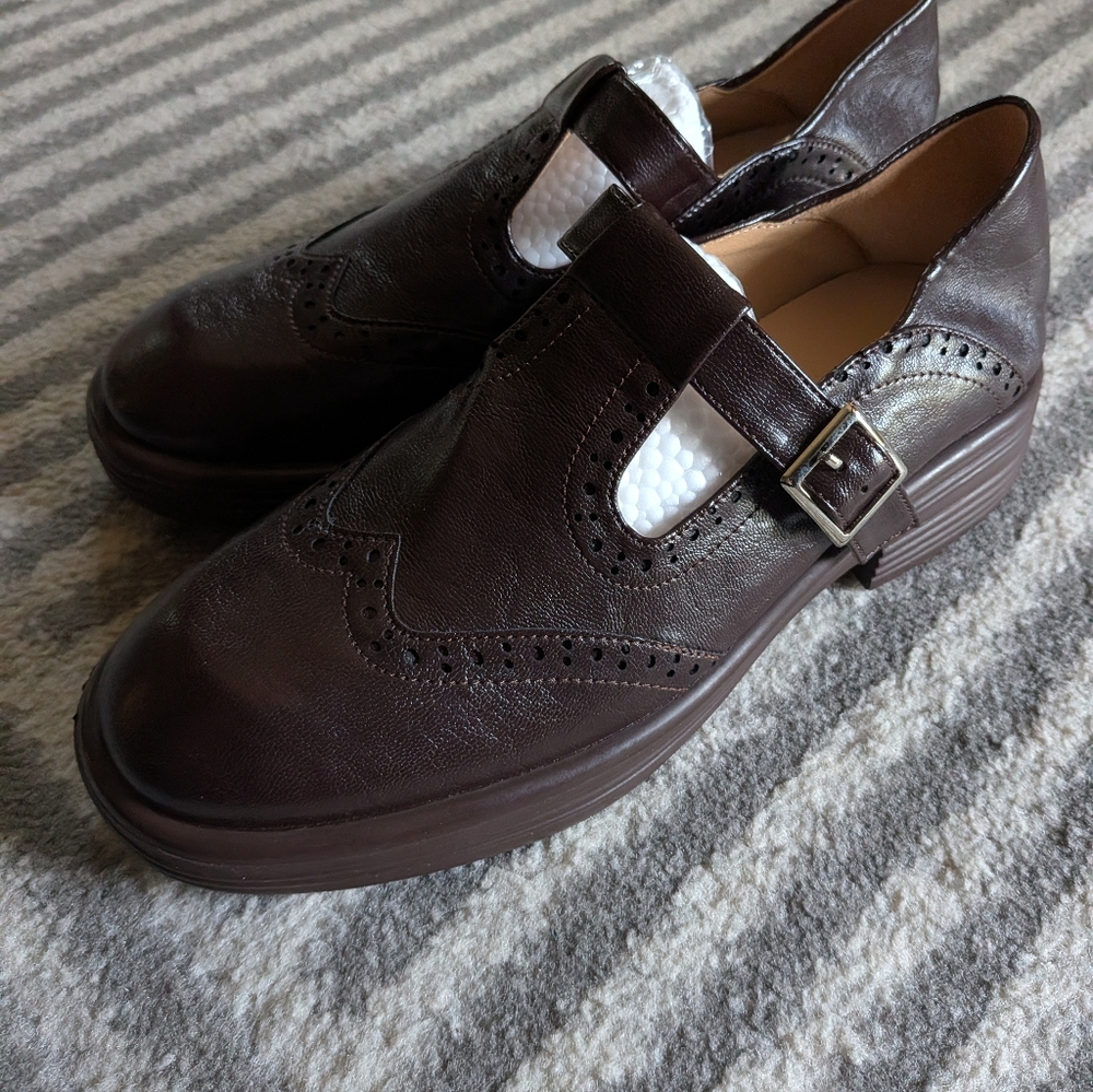 Women's Mattea Leather Mary Jane's, Size 8.5, Dark Brown